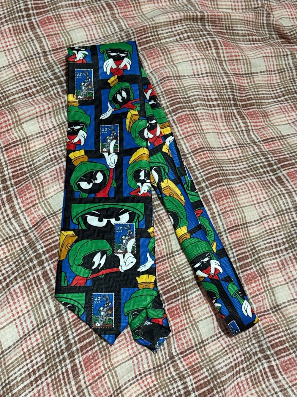 Looney Tunes Stamp Collection 1997 Marvin the Martian Necktie Tie Warner Bros.